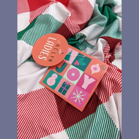 Jaclyn New York Womens Size XL Red Green Plaid Henley Long Sleeve Christmas Top - Picture 6 of 7